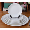 Haonai white & round dinner plate ceramic flat plate porcelain serving plate set dishwasher safe